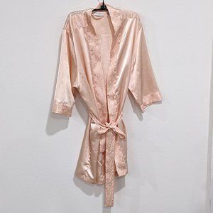 Lingerie Cacique Blush Pink Robe with Pockets and Sash Size Small